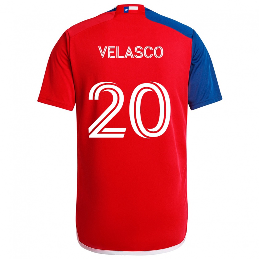 Kandiny Enfant Maillot Alan Velasco #20 Bleu Rouge Tenues Domicile 2024/25 T-Shirt