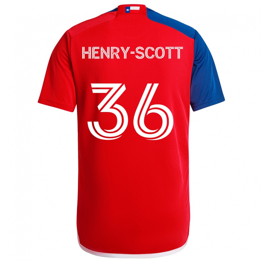 Kandiny Enfant Maillot Malik Henry-Scott #36 Bleu Rouge Tenues Domicile 2024/25 T-Shirt