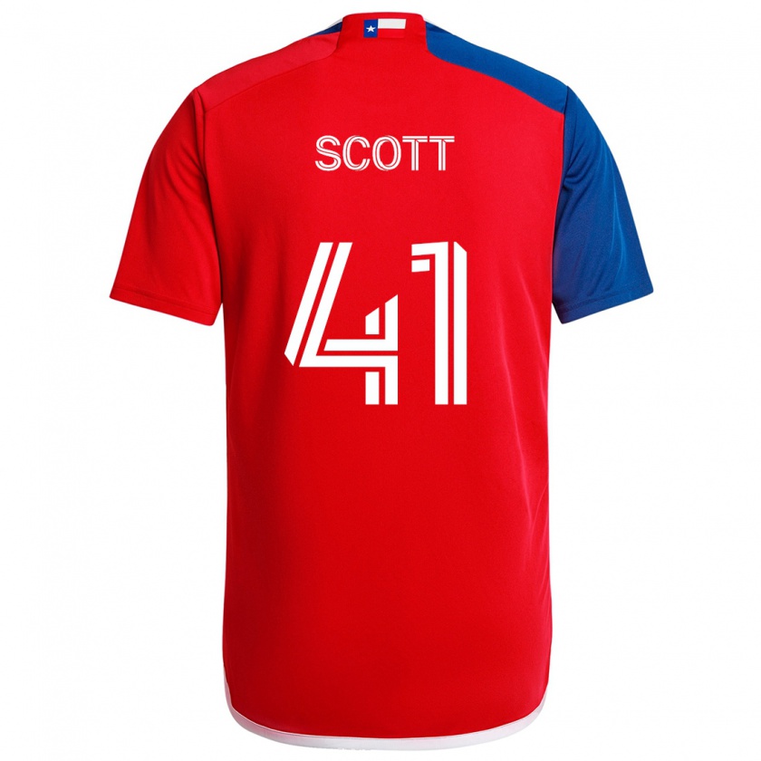 Kandiny Enfant Maillot Tarik Scott #41 Bleu Rouge Tenues Domicile 2024/25 T-Shirt