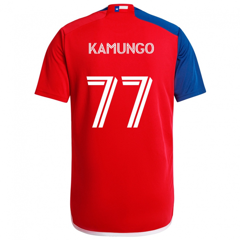 Kandiny Enfant Maillot Bernard Kamungo #77 Bleu Rouge Tenues Domicile 2024/25 T-Shirt