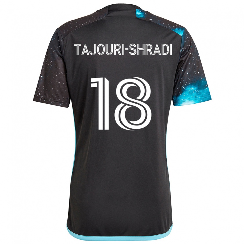 Kandiny Enfant Maillot Ismael Tajouri-Shradi #18 Noir Bleu Tenues Domicile 2024/25 T-Shirt