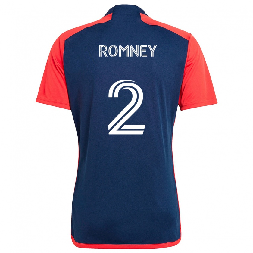 Kandiny Enfant Maillot Dave Romney #2 Bleu Rouge Tenues Domicile 2024/25 T-Shirt