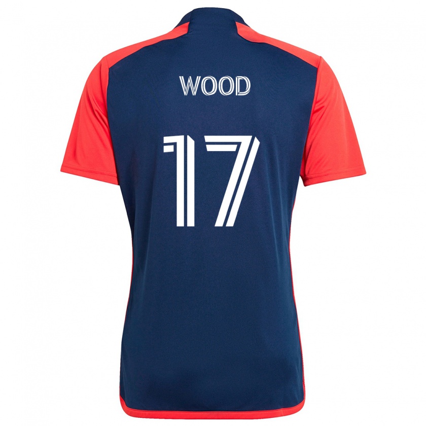 Kandiny Enfant Maillot Bobby Wood #17 Bleu Rouge Tenues Domicile 2024/25 T-Shirt