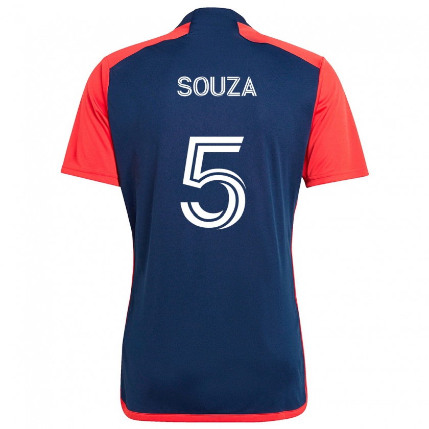 Kandiny Enfant Maillot Victor Souza #5 Bleu Rouge Tenues Domicile 2024/25 T-Shirt