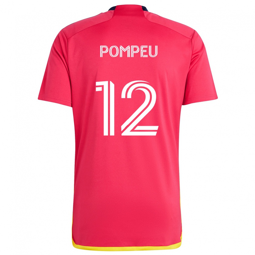 Kandiny Enfant Maillot Célio Pompeu #12 Rouge Bleu Tenues Domicile 2024/25 T-Shirt