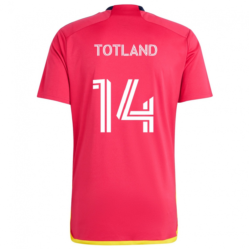 Kandiny Enfant Maillot Tomas Totland #14 Rouge Bleu Tenues Domicile 2024/25 T-Shirt