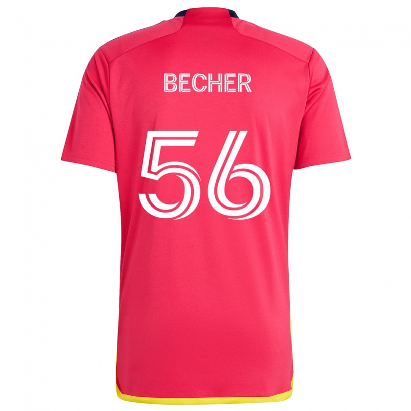 Kandiny Enfant Maillot Ryan Becher #56 Rouge Bleu Tenues Domicile 2024/25 T-Shirt