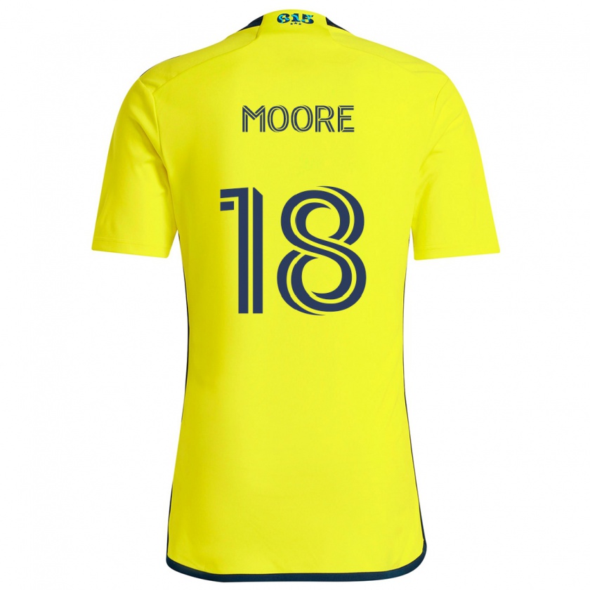 Kandiny Enfant Maillot Shaq Moore #18 Jaune Bleu Tenues Domicile 2024/25 T-Shirt