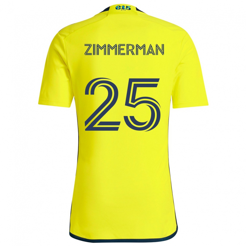 Kandiny Enfant Maillot Walker Zimmerman #25 Jaune Bleu Tenues Domicile 2024/25 T-Shirt