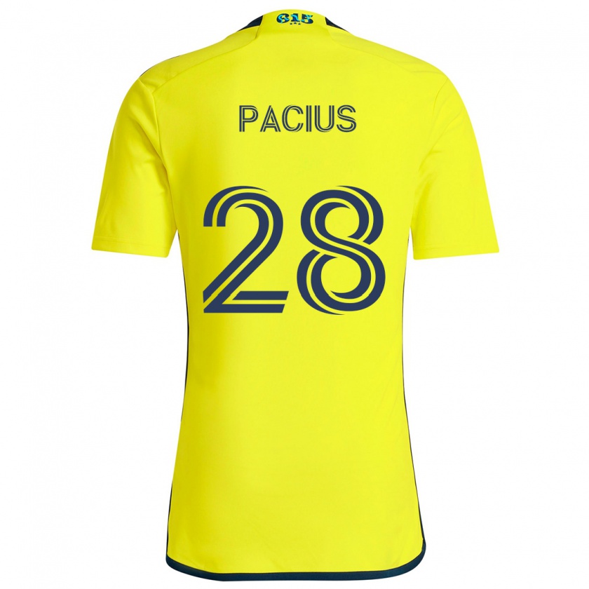 Kandiny Enfant Maillot Woobens Pacius #28 Jaune Bleu Tenues Domicile 2024/25 T-Shirt