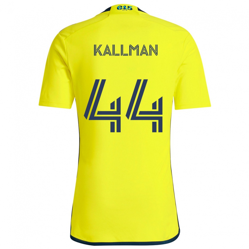 Kandiny Enfant Maillot Brent Kallman #44 Jaune Bleu Tenues Domicile 2024/25 T-Shirt