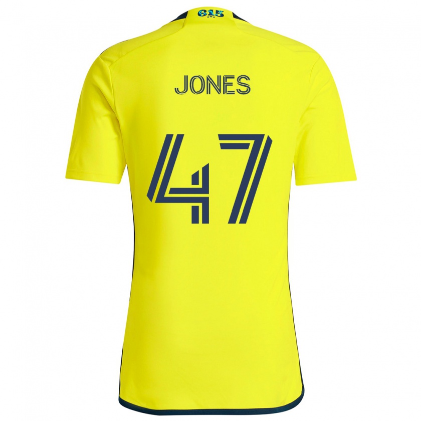 Kandiny Enfant Maillot Isaiah Jones #47 Jaune Bleu Tenues Domicile 2024/25 T-Shirt