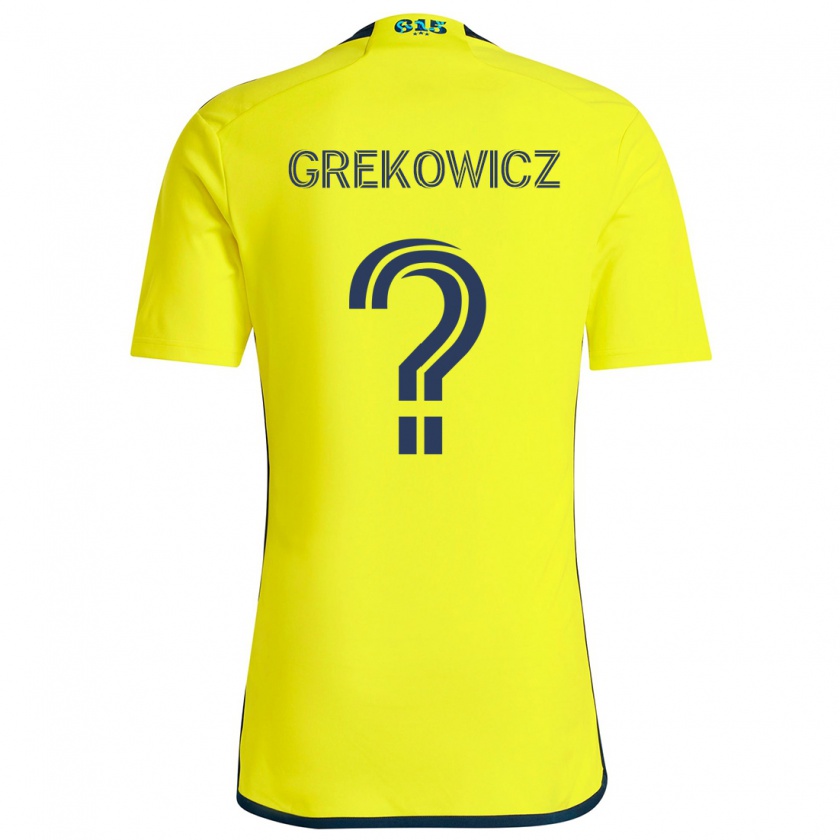 Kandiny Enfant Maillot Jacob Grekowicz #0 Jaune Bleu Tenues Domicile 2024/25 T-Shirt