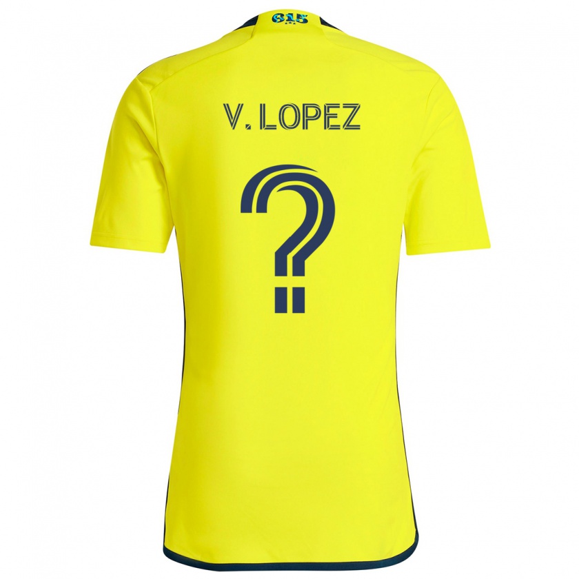 Kandiny Enfant Maillot Alejandro Velazquez-Lopez #0 Jaune Bleu Tenues Domicile 2024/25 T-Shirt