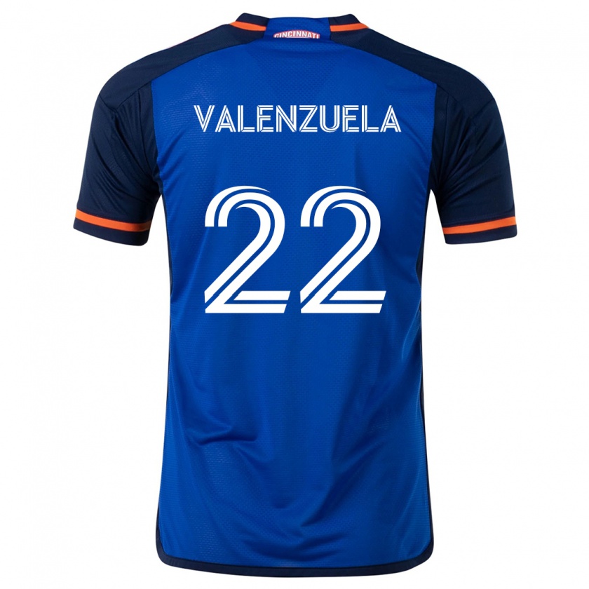 Kandiny Enfant Maillot Gerardo Valenzuela #22 Bleu Blanc Tenues Domicile 2024/25 T-Shirt