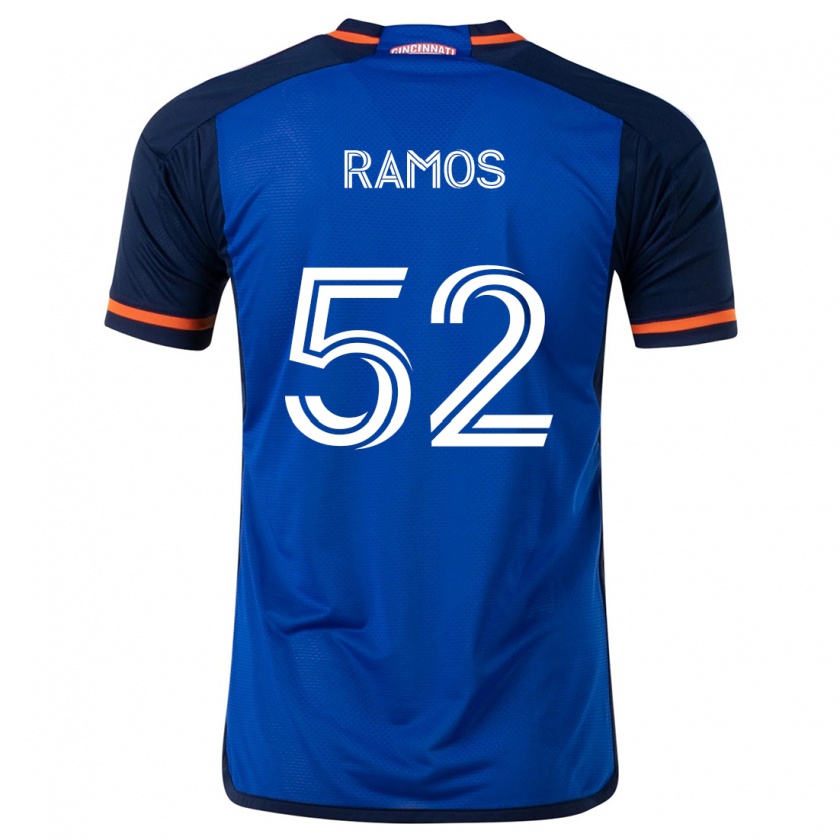 Kandiny Enfant Maillot Yair Ramos #52 Bleu Blanc Tenues Domicile 2024/25 T-Shirt