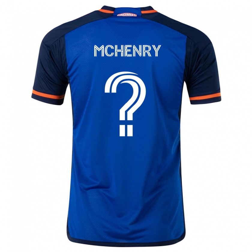 Kandiny Enfant Maillot Nicholas Mchenry #0 Bleu Blanc Tenues Domicile 2024/25 T-Shirt