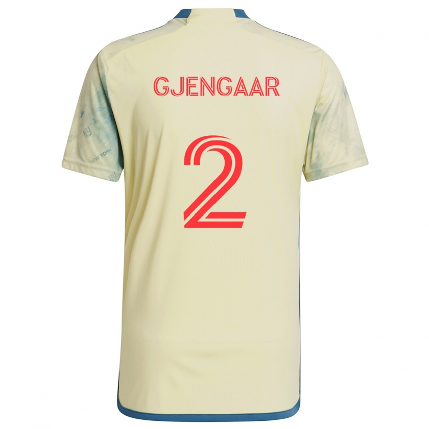 Kandiny Enfant Maillot Dennis Gjengaar #2 Jaune Rouge Bleu Tenues Domicile 2024/25 T-Shirt