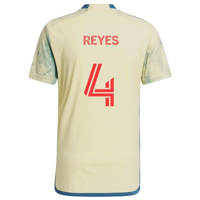 Kandiny Enfant Maillot Andrés Reyes #4 Jaune Rouge Bleu Tenues Domicile 2024/25 T-Shirt