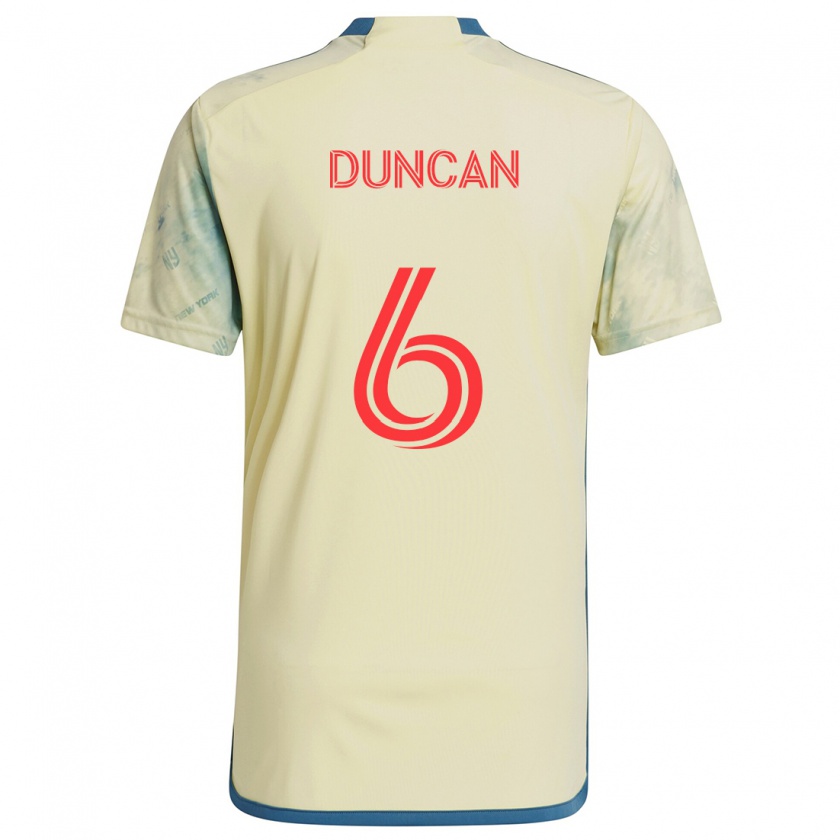 Kandiny Enfant Maillot Kyle Duncan #6 Jaune Rouge Bleu Tenues Domicile 2024/25 T-Shirt