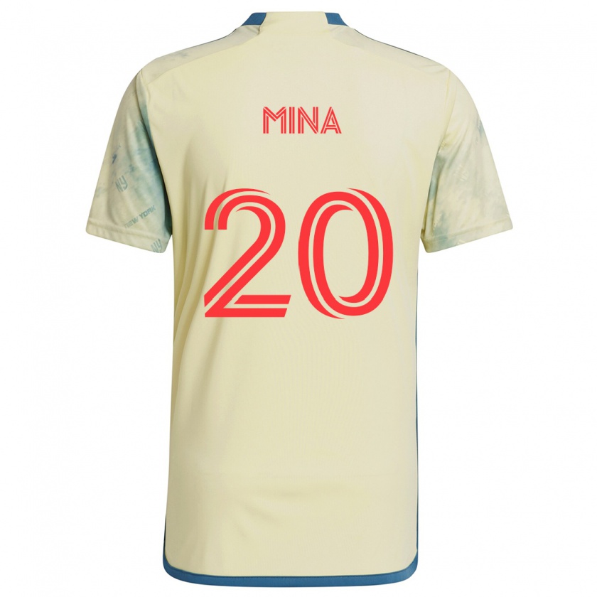 Kandiny Enfant Maillot Juan Mina #20 Jaune Rouge Bleu Tenues Domicile 2024/25 T-Shirt