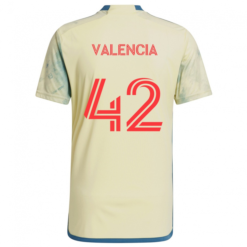 Kandiny Enfant Maillot Omar Valencia #42 Jaune Rouge Bleu Tenues Domicile 2024/25 T-Shirt