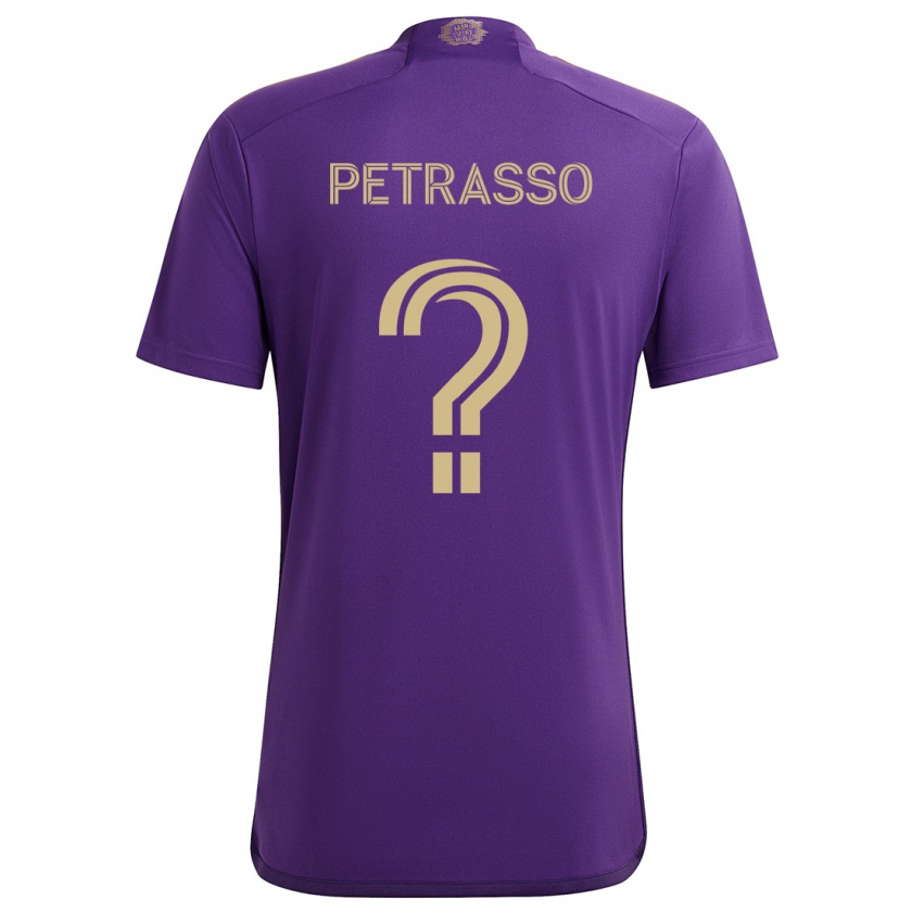 Kandiny Enfant Maillot Luca Petrasso #0 Violet Jaune Tenues Domicile 2024/25 T-Shirt