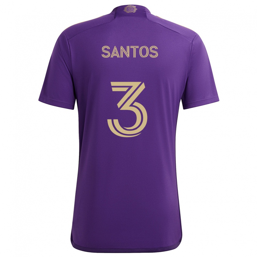 Kandiny Enfant Maillot Rafael Santos #3 Violet Jaune Tenues Domicile 2024/25 T-Shirt