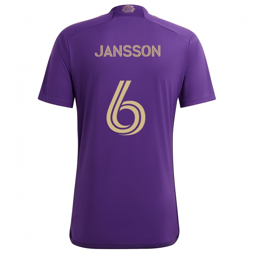 Kandiny Enfant Maillot Robin Jansson #6 Violet Jaune Tenues Domicile 2024/25 T-Shirt