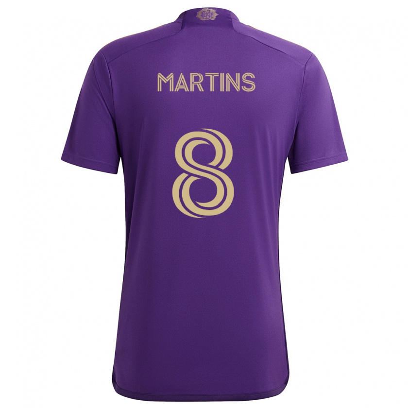 Kandiny Enfant Maillot Felipe Martins #8 Violet Jaune Tenues Domicile 2024/25 T-Shirt