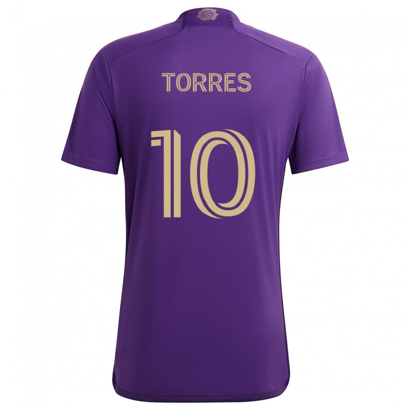 Kandiny Enfant Maillot Facundo Torres #10 Violet Jaune Tenues Domicile 2024/25 T-Shirt