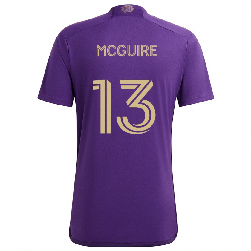 Kandiny Enfant Maillot Duncan Mcguire #13 Violet Jaune Tenues Domicile 2024/25 T-Shirt