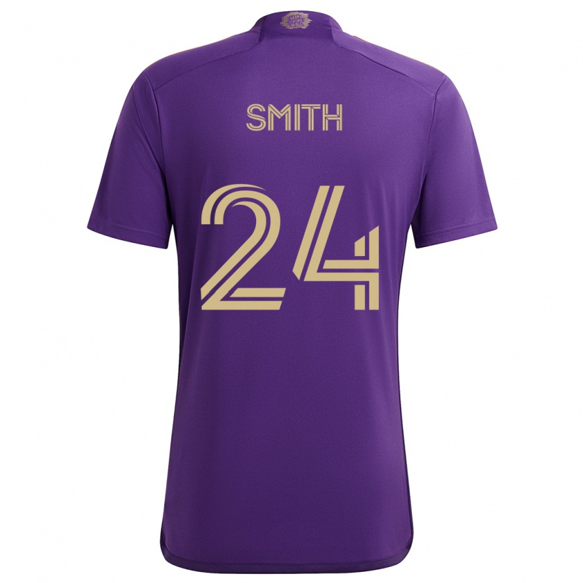 Kandiny Enfant Maillot Kyle Smith #24 Violet Jaune Tenues Domicile 2024/25 T-Shirt