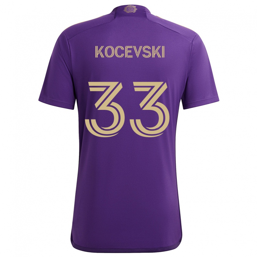 Kandiny Enfant Maillot Jeorgio Kocevski #33 Violet Jaune Tenues Domicile 2024/25 T-Shirt