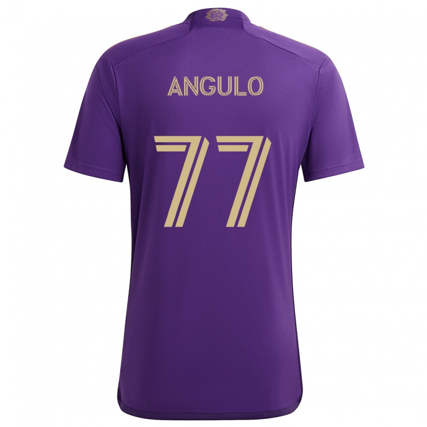 Kandiny Enfant Maillot Iván Angulo #77 Violet Jaune Tenues Domicile 2024/25 T-Shirt