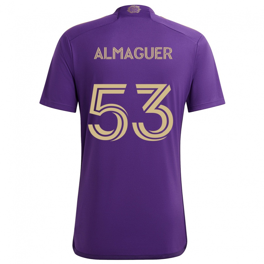 Kandiny Enfant Maillot Jorge Almaguer #53 Violet Jaune Tenues Domicile 2024/25 T-Shirt