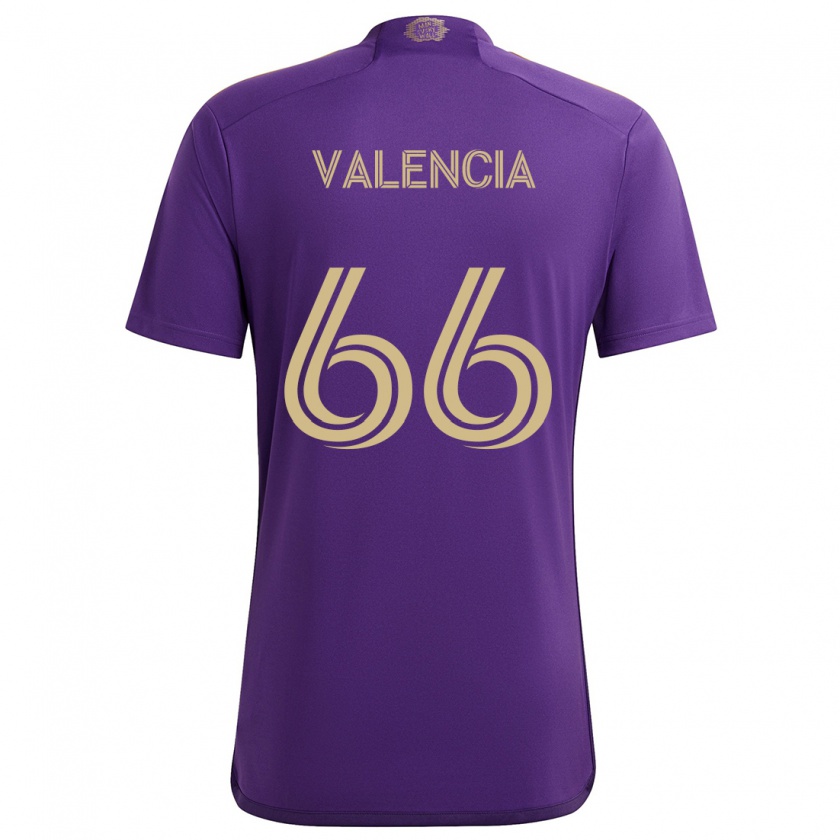 Kandiny Enfant Maillot Yeiler Valencia #66 Violet Jaune Tenues Domicile 2024/25 T-Shirt