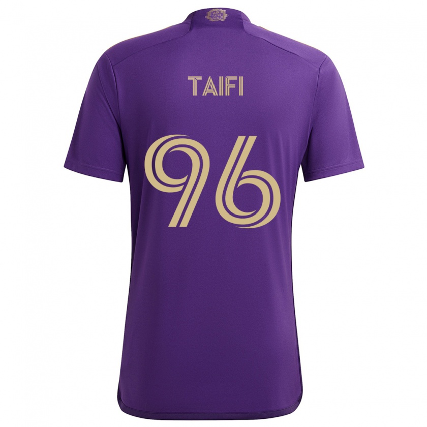 Kandiny Enfant Maillot Zakaria Taifi #96 Violet Jaune Tenues Domicile 2024/25 T-Shirt