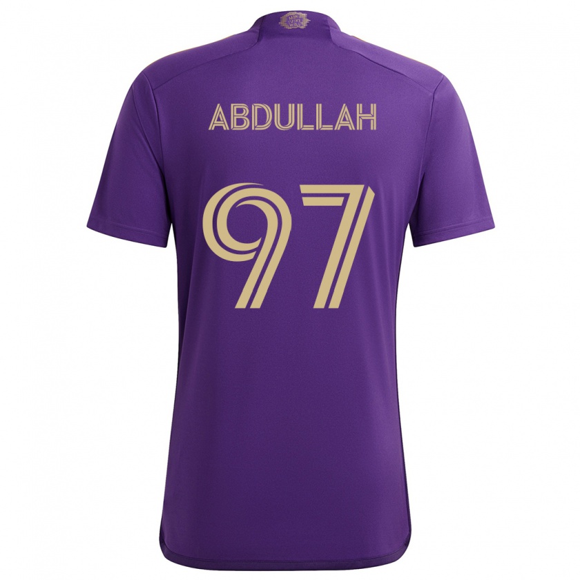 Kandiny Enfant Maillot Majed Abdullah #97 Violet Jaune Tenues Domicile 2024/25 T-Shirt