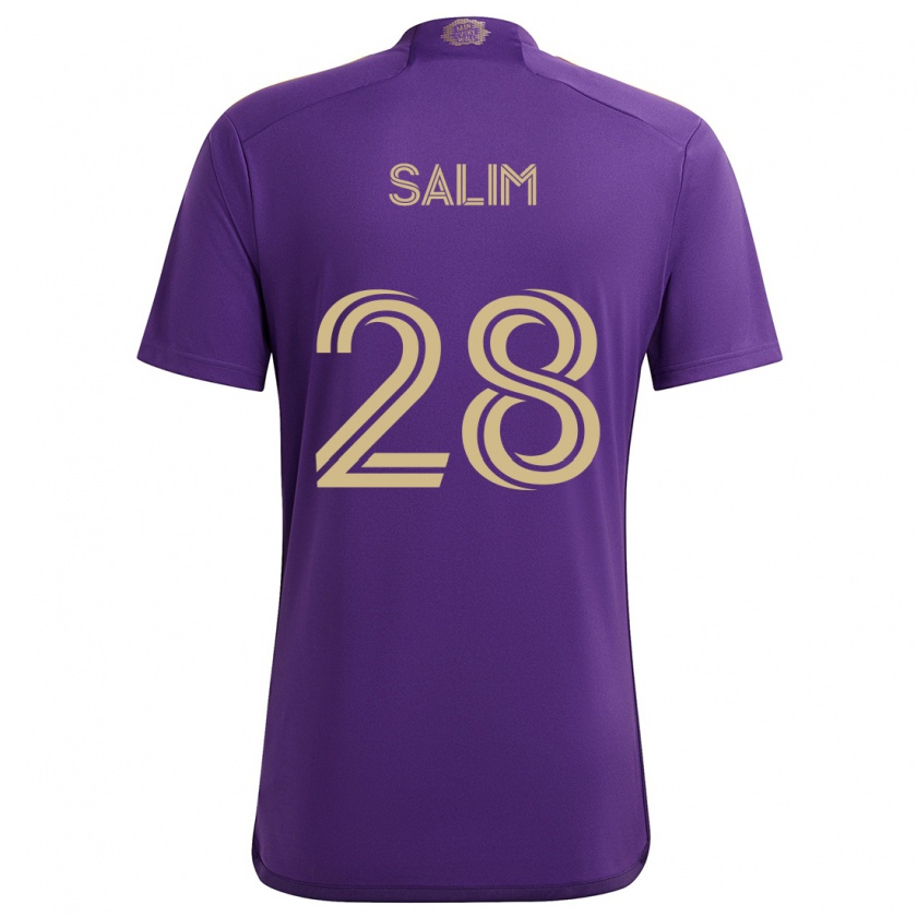 Kandiny Enfant Maillot Abdi Salim #28 Violet Jaune Tenues Domicile 2024/25 T-Shirt