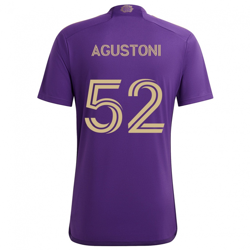 Kandiny Enfant Maillot Gonzalo Agustoni #52 Violet Jaune Tenues Domicile 2024/25 T-Shirt