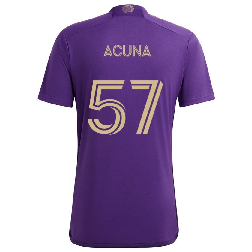 Kandiny Enfant Maillot Cristofer Acuña #57 Violet Jaune Tenues Domicile 2024/25 T-Shirt