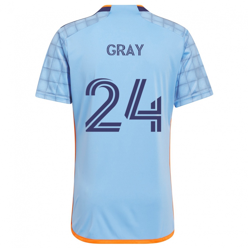 Kandiny Enfant Maillot Tayvon Gray #24 Bleu Orange Tenues Domicile 2024/25 T-Shirt