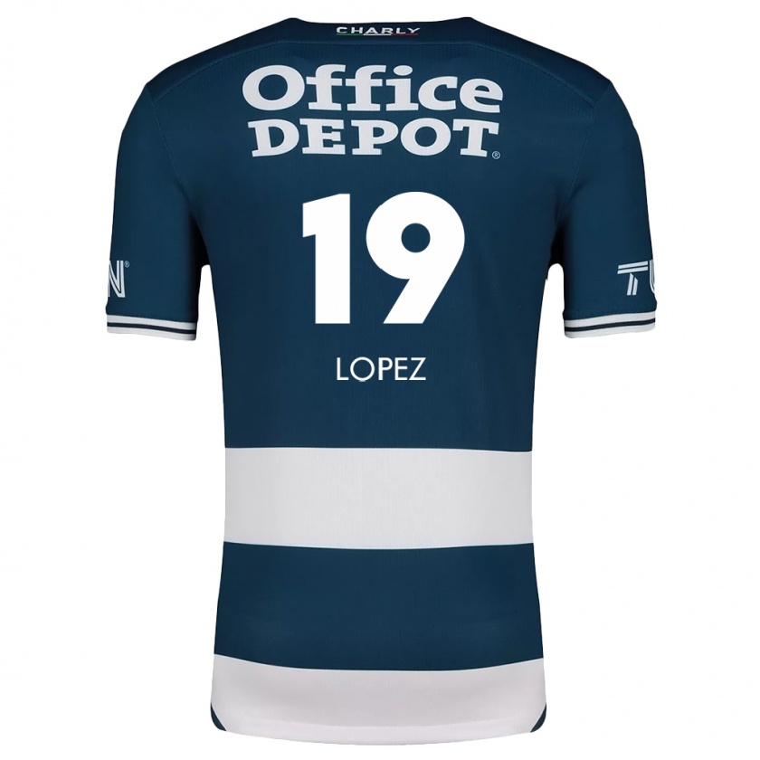 Kandiny Enfant Maillot Javier Eduardo López #19 Bleu Blanc Tenues Domicile 2024/25 T-Shirt