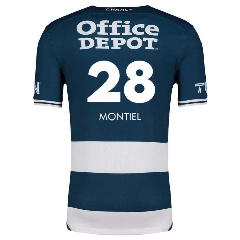 Kandiny Enfant Maillot Elías Montiel #28 Bleu Blanc Tenues Domicile 2024/25 T-Shirt