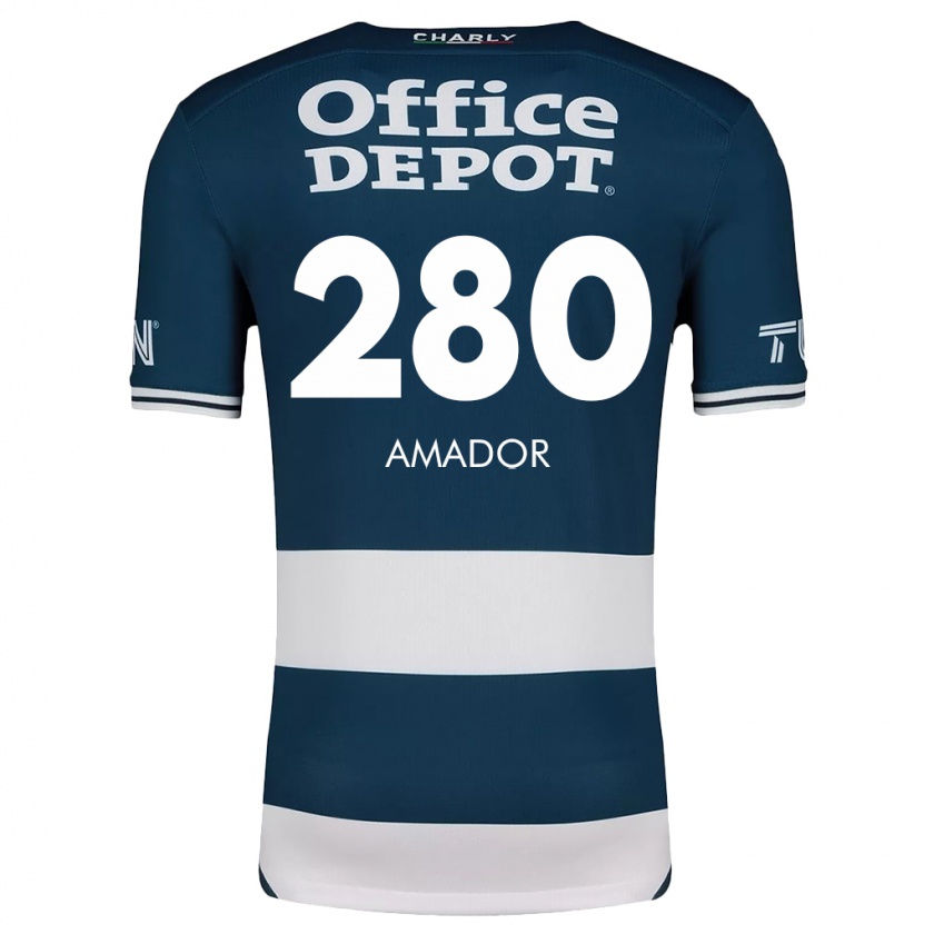 Kandiny Enfant Maillot Santiago Amador #280 Bleu Blanc Tenues Domicile 2024/25 T-Shirt