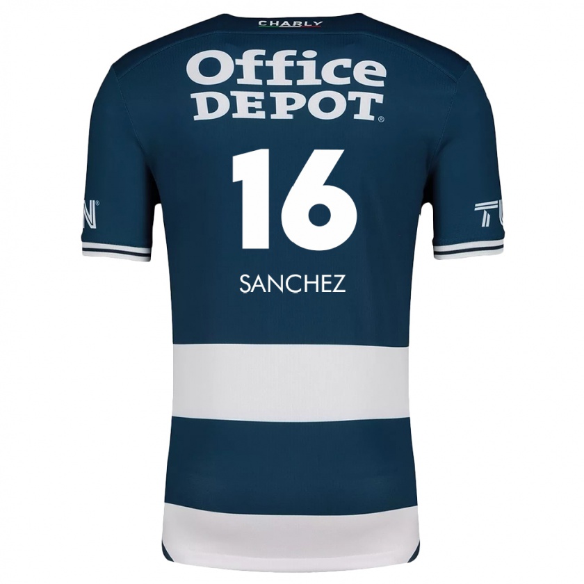 Kandiny Enfant Maillot Vanessa Sánchez #16 Bleu Blanc Tenues Domicile 2024/25 T-Shirt