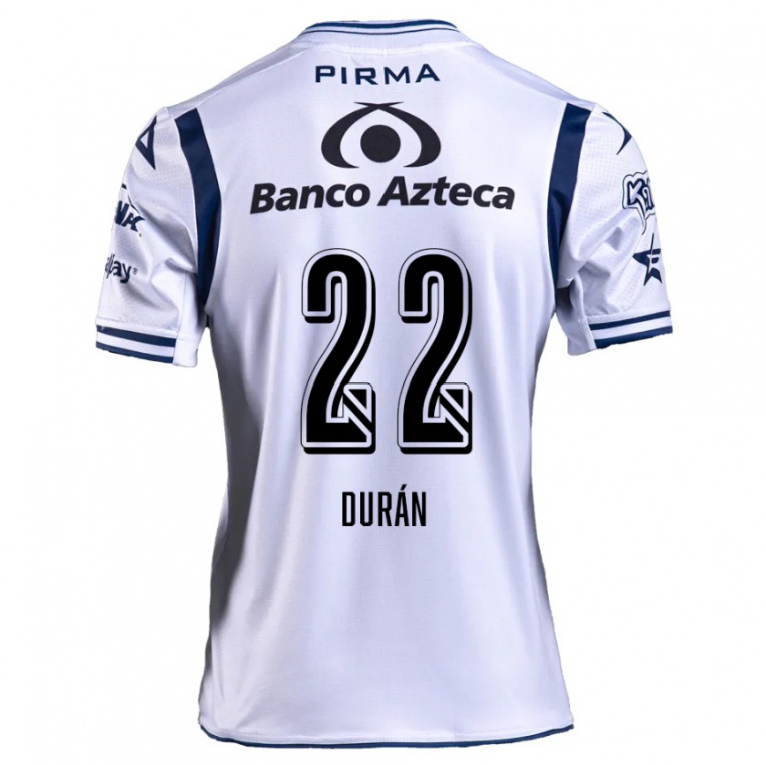 Kandiny Enfant Maillot Rafael Durán #22 Blanc Bleu Marine Tenues Domicile 2024/25 T-Shirt