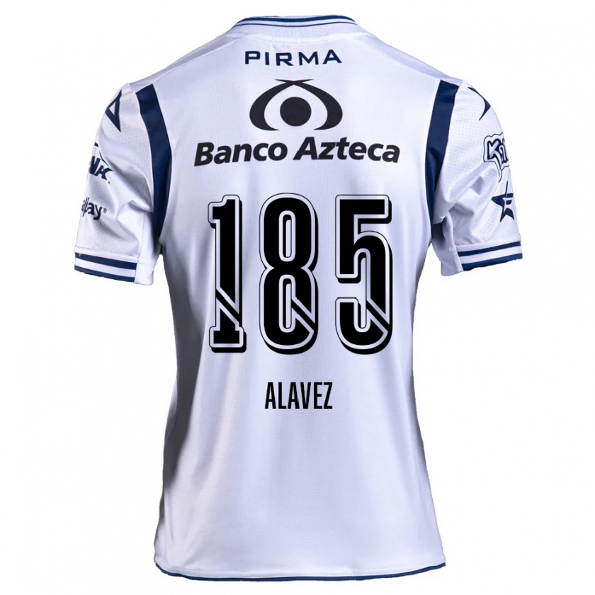 Kandiny Enfant Maillot Brian Alavez #185 Blanc Bleu Marine Tenues Domicile 2024/25 T-Shirt