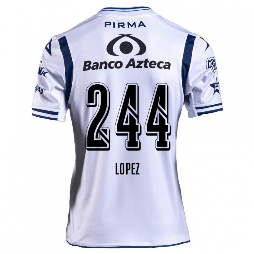 Kandiny Enfant Maillot Daniel López #244 Blanc Bleu Marine Tenues Domicile 2024/25 T-Shirt